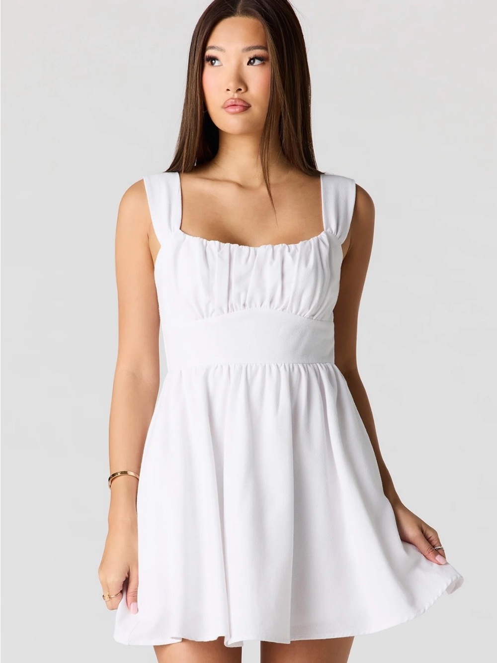 White Square-Neck Mini Dress - Women